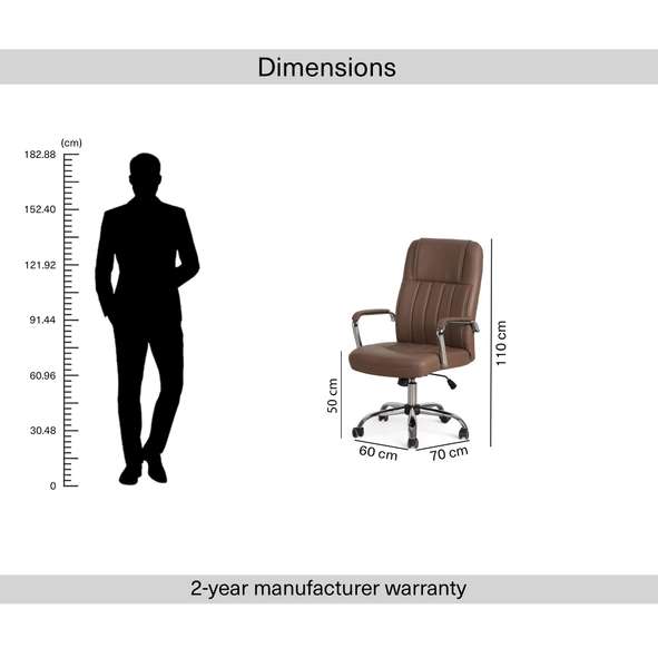 Order Now, AIDA OFFICE HIGH BACK CHAIR -BROWN | Pan Home UAE